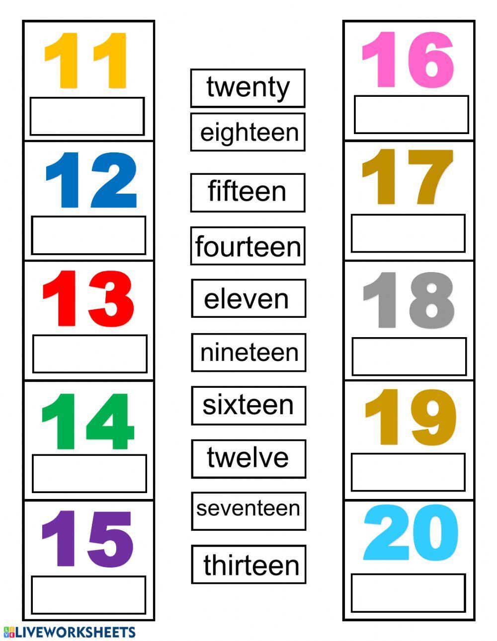 Numbers 11 to 20 listen