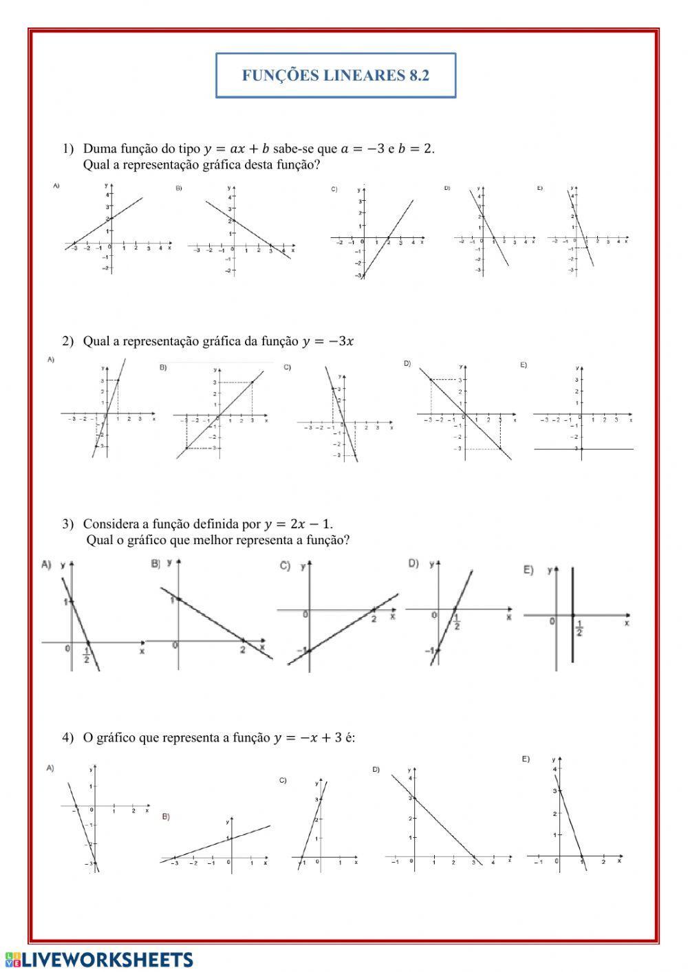 Funções lineares 8.2