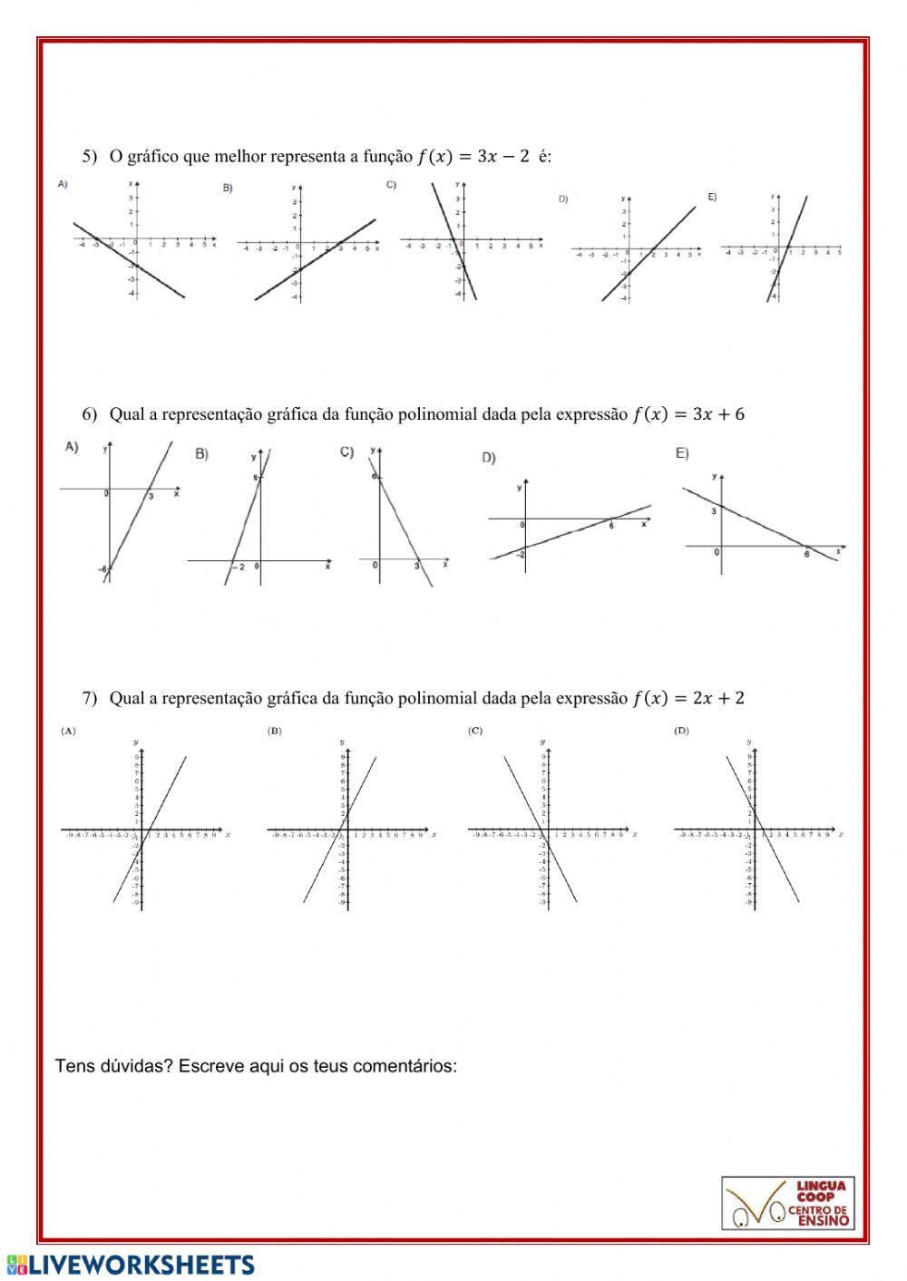 Funções lineares 8.2