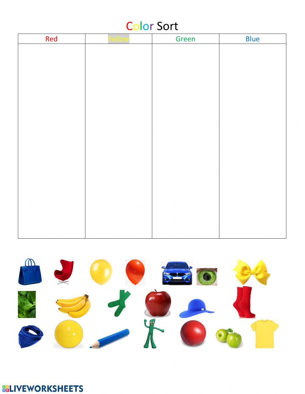 Color Sort 4 worksheet | Live Worksheets
