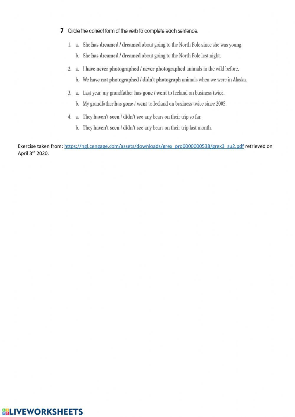 Present perfect vs. past