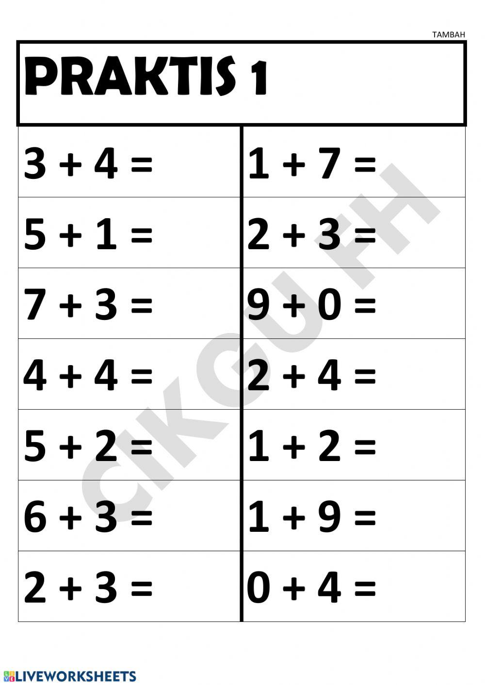 Operasi tambah asas 1