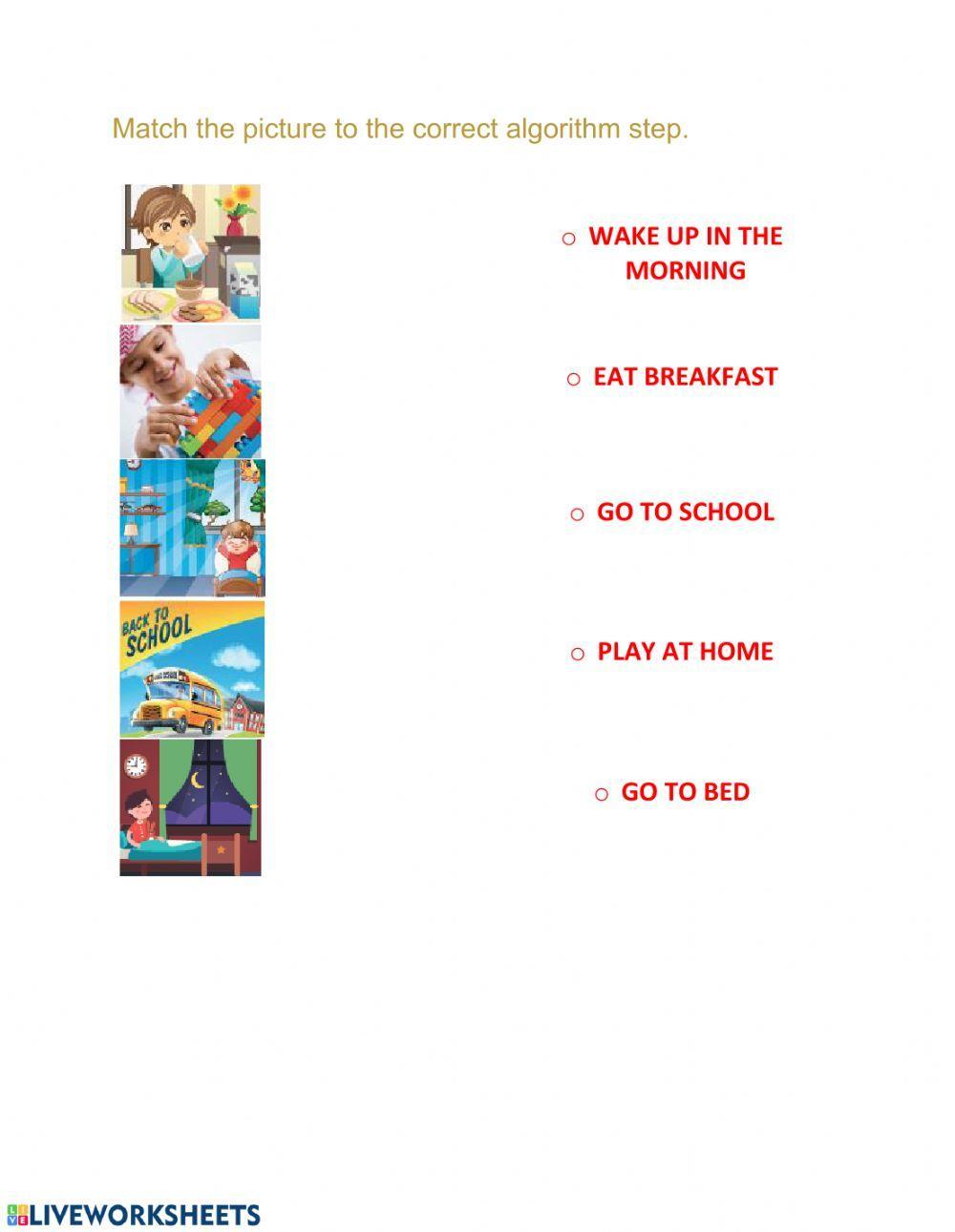 Algorithm steps | Free Interactive Worksheets | 82234