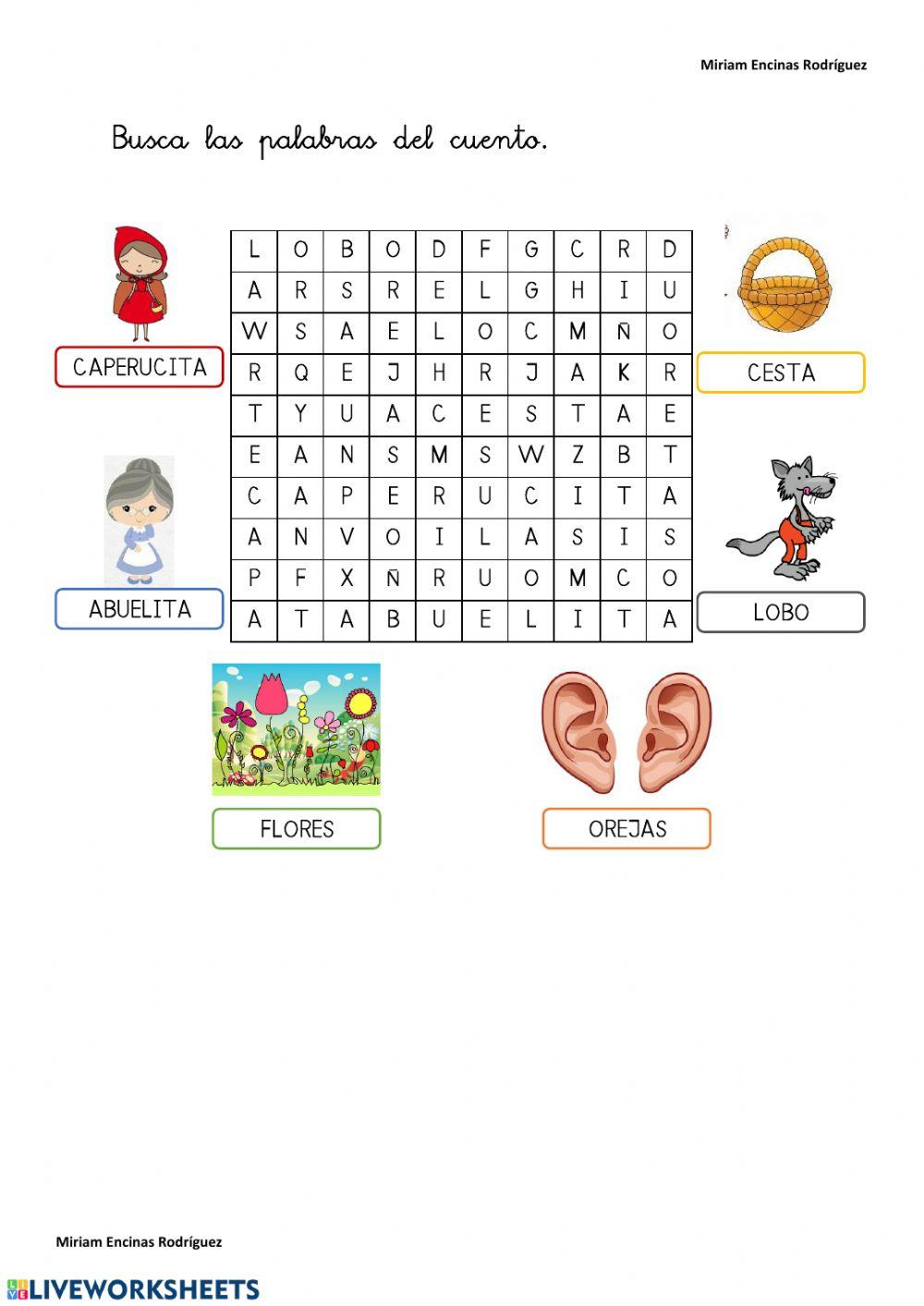 Sopa de letras -Caperucita Roja-.