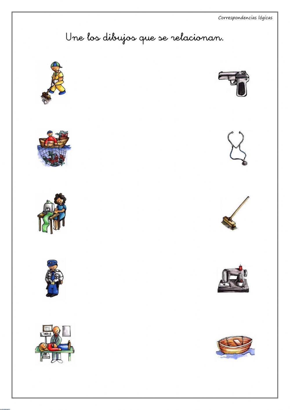 Unir con flechas profesiones