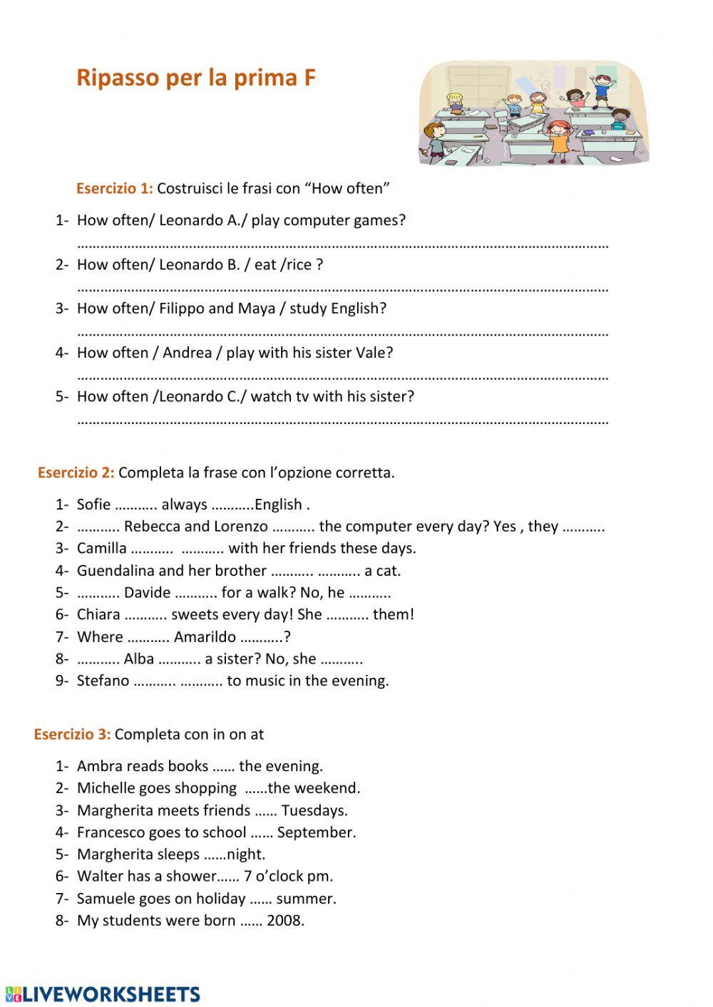 Ripasso present simle 1F