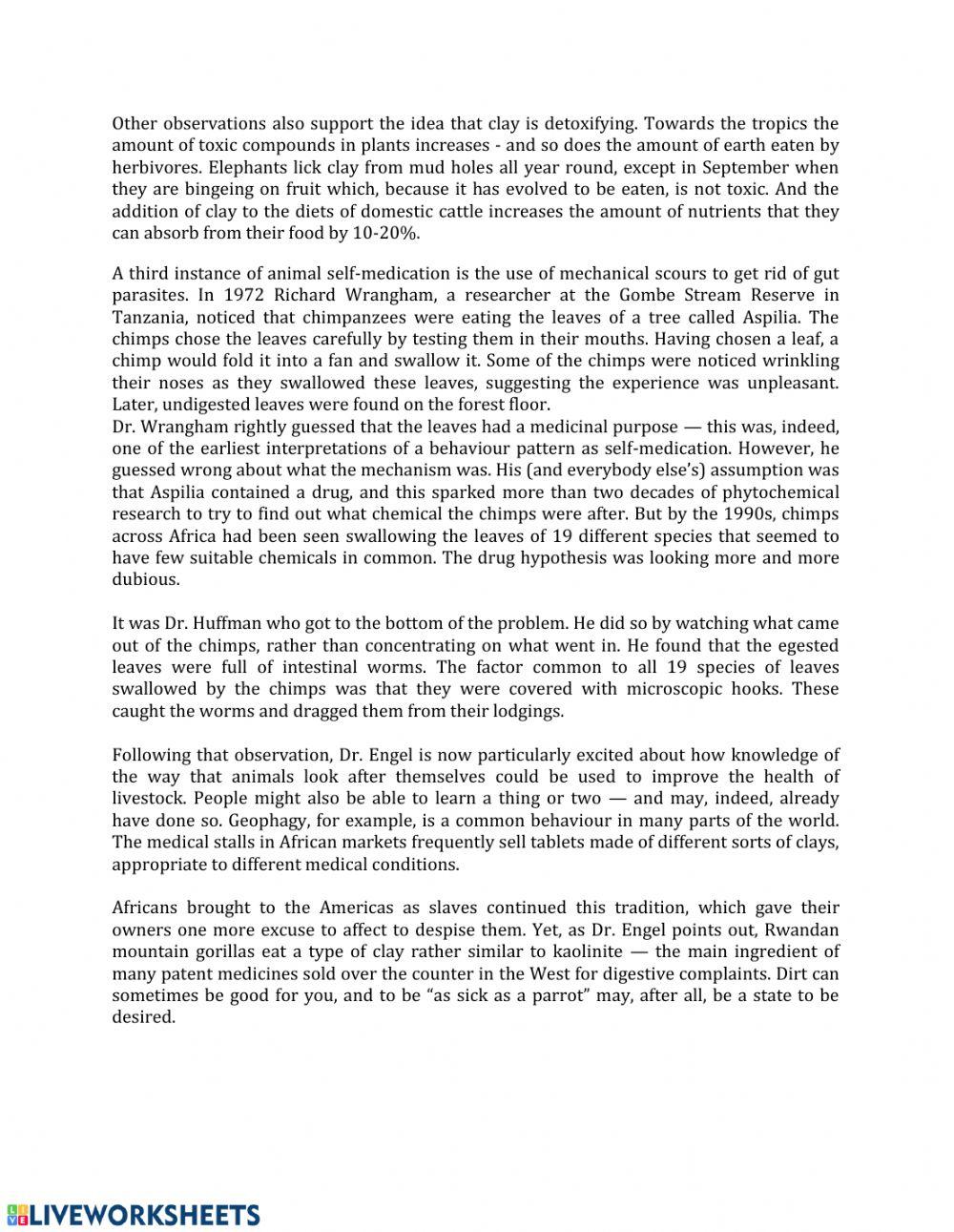 Res ielts success les 7 READING 1 HEALTH IN THE WILD