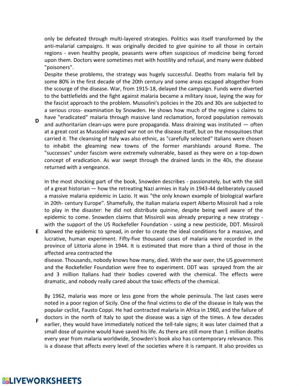Res ielts success les 7 READING 2 CONQUEST OF MALARIA