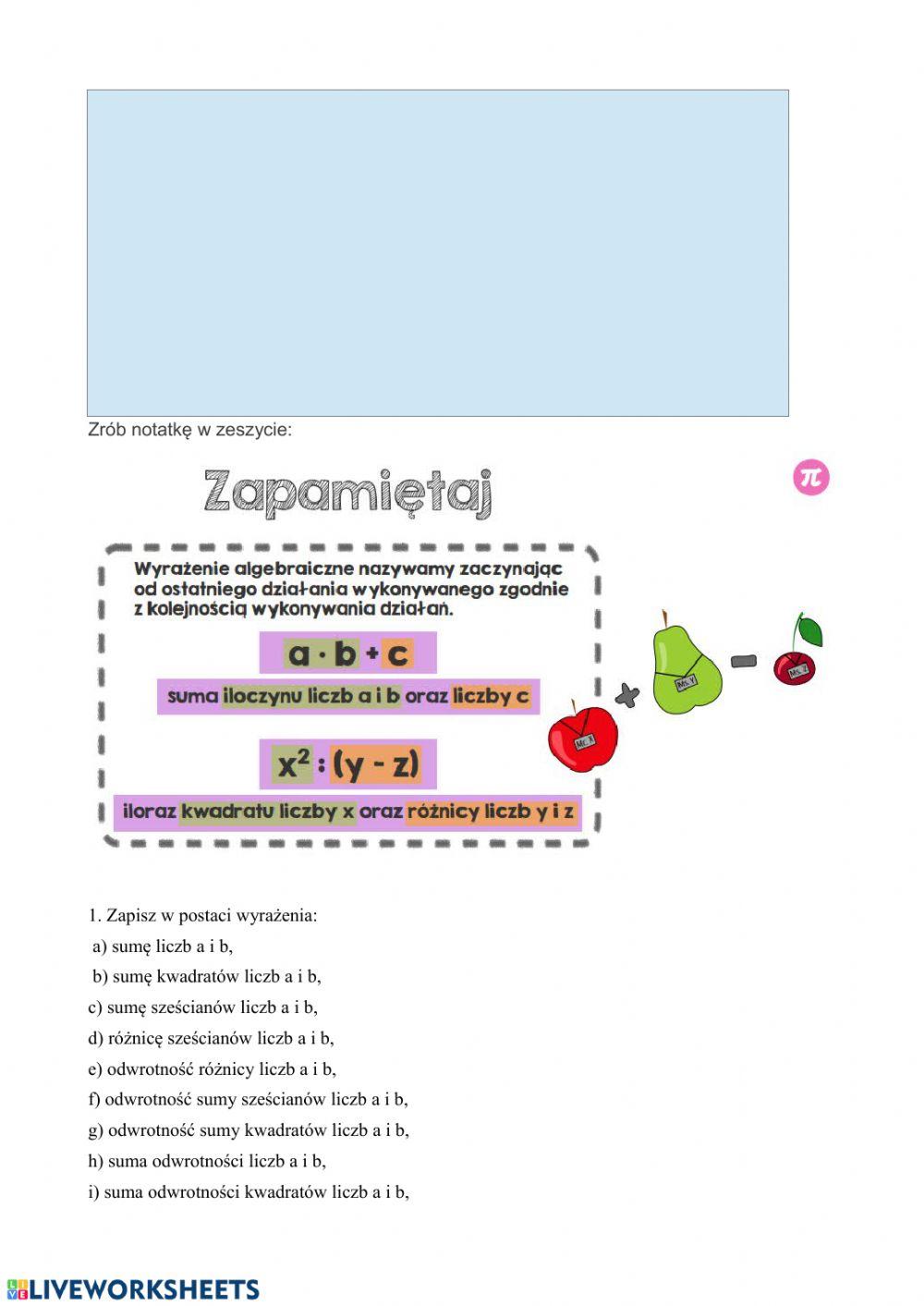 Wyrażenia algebraiczne