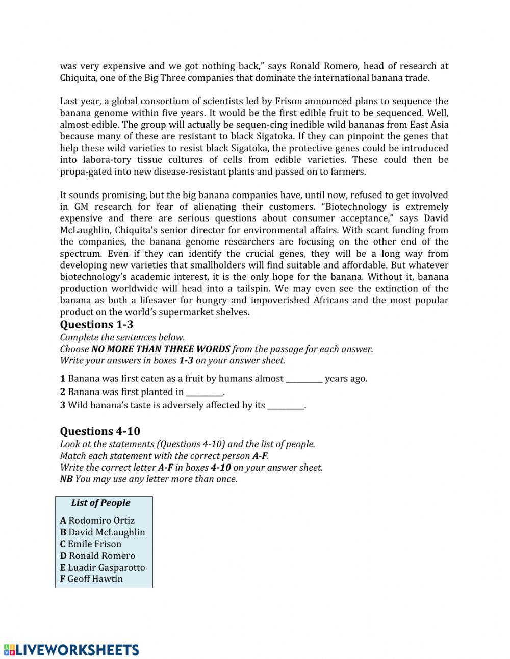 Res ielts success les 9 READING 1 GOING BANANAS