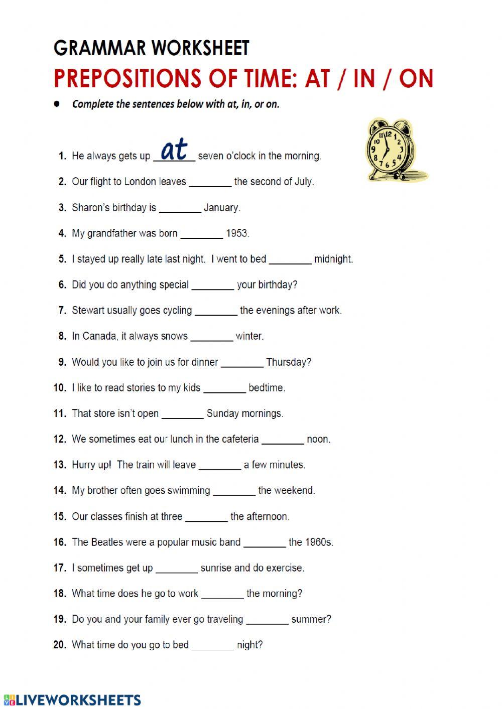 In On Or At Grammar
