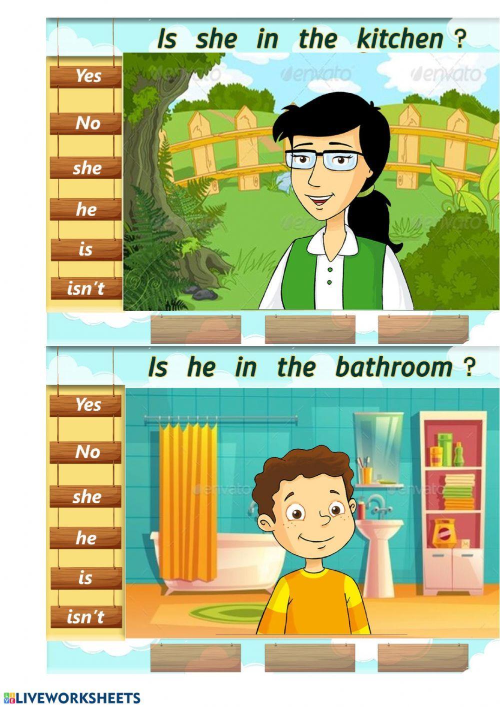 Grammar is he-is she- yes he is-no he isn't