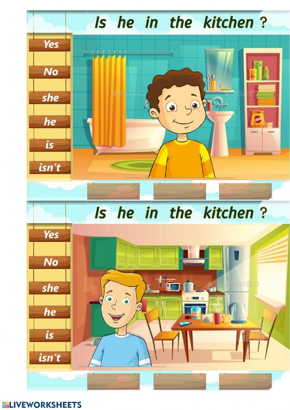 Grammar is he-is she- yes he is-no he isn't