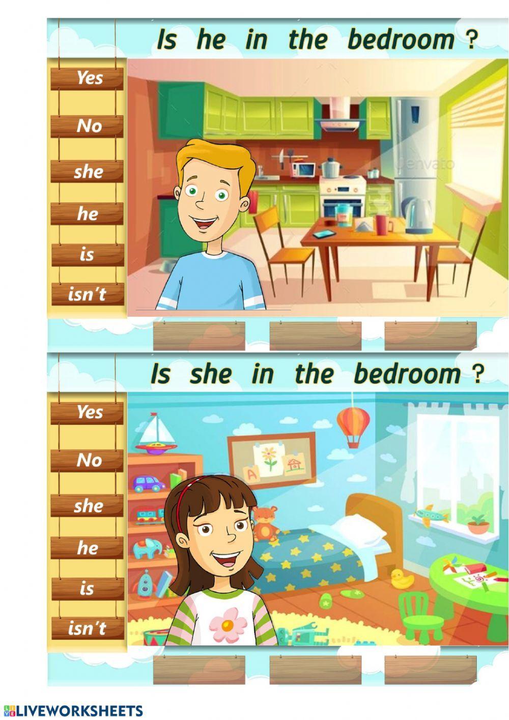 Grammar is he-is she- yes he is-no he isn't