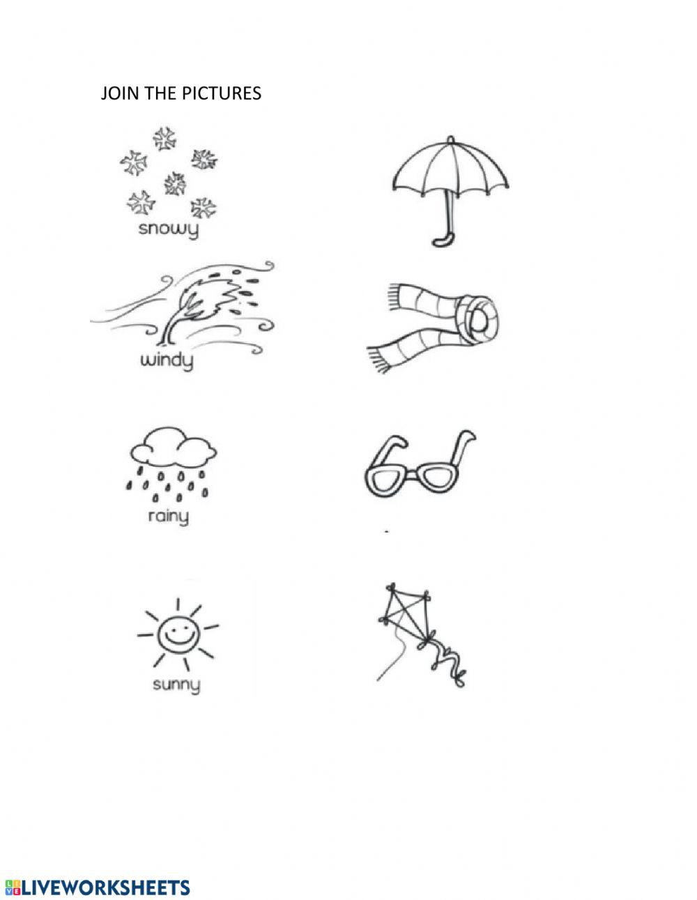 Weather worksheet for KINDER 4 | Live Worksheets