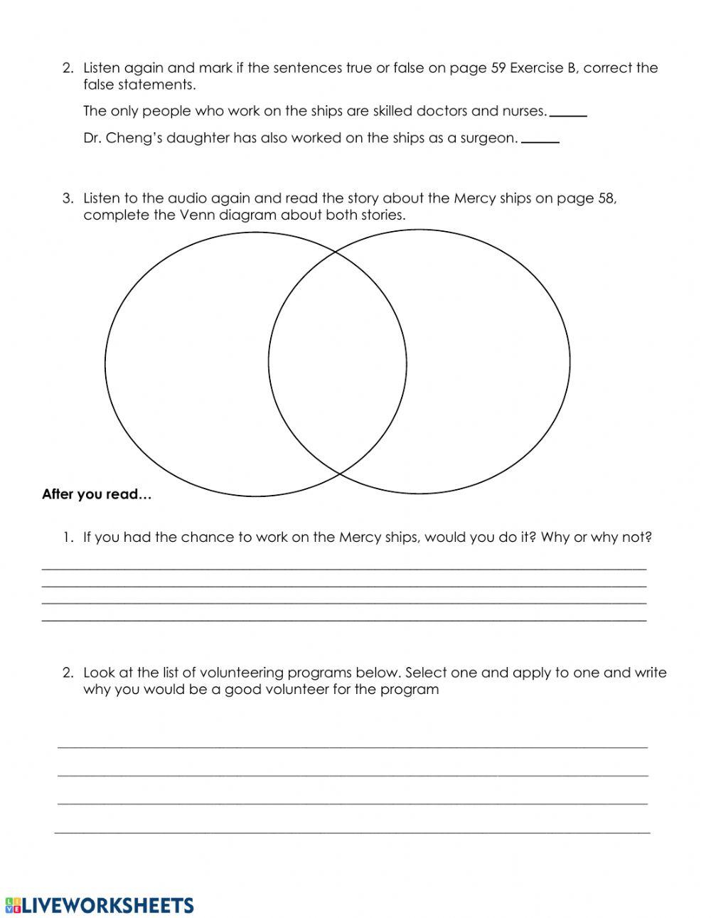 Viewpoint listening worksheet page 59