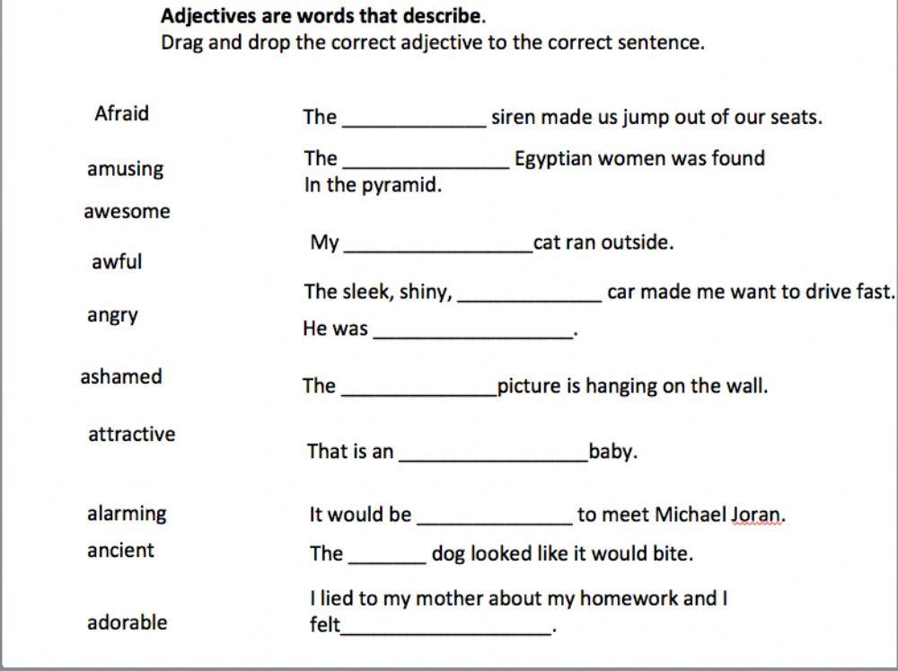 Adjective Match Grade 3
