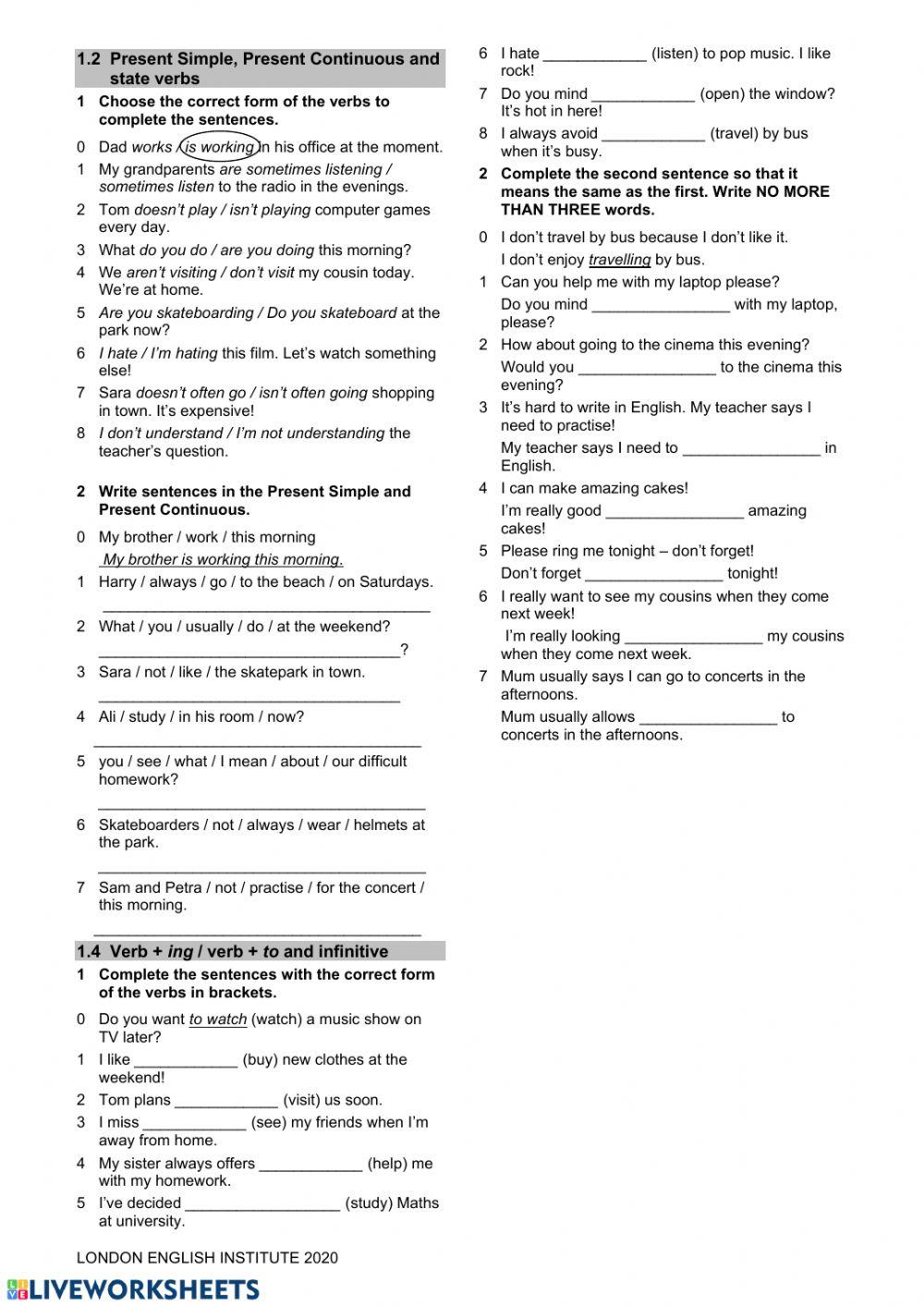 Present simple and continuous