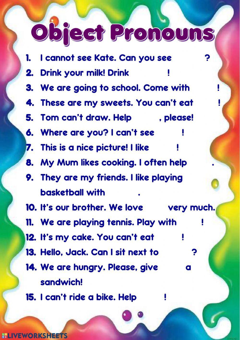 83064 Object Pronouns kathari LiveWorksheets
