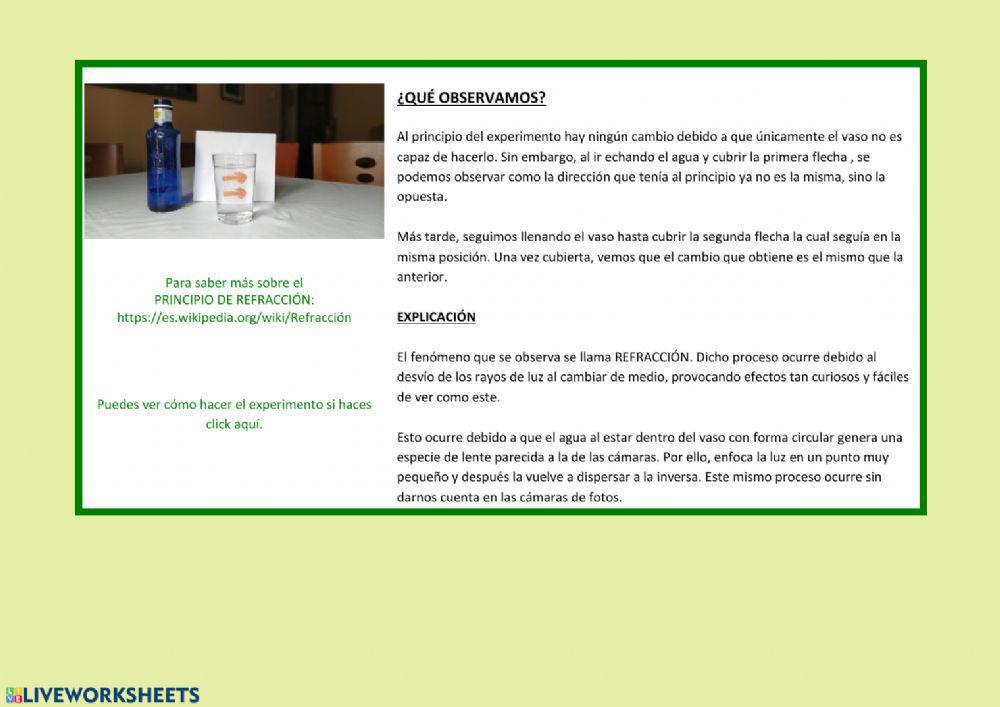 Experimento sobre Refracción