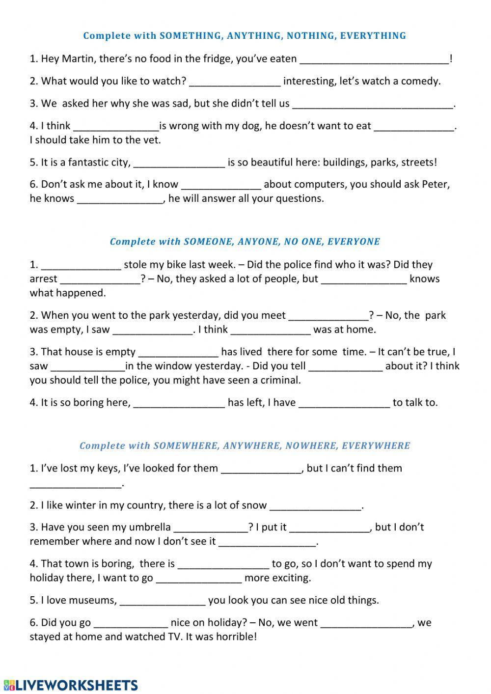 Some, any, no, every