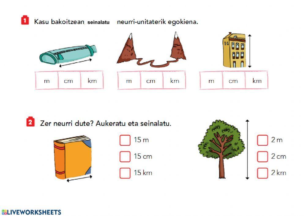 LUZERA:metroa, zentimetroa eta kilometroa