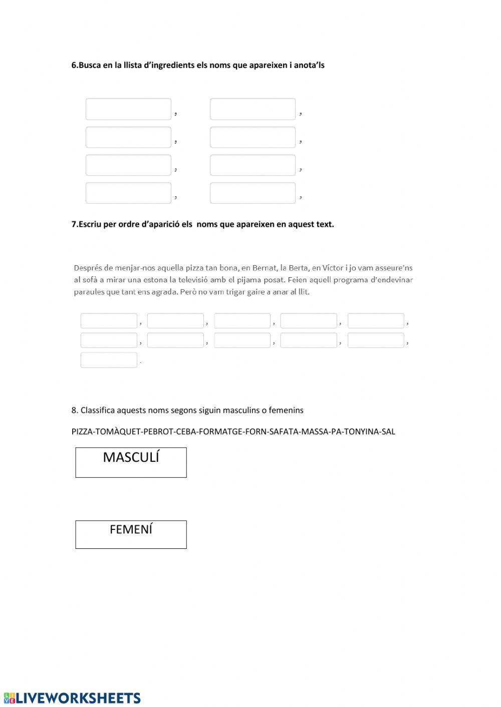 Comprensio la recepta