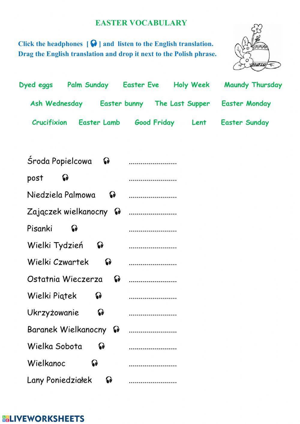 Easter vocabulary Easter vocabulary