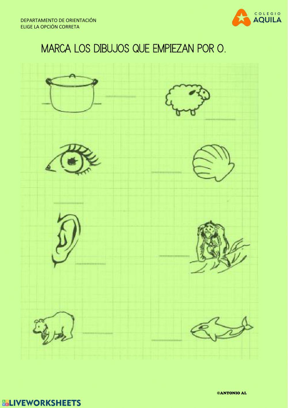 Pincha en la palabras que empiezan por o