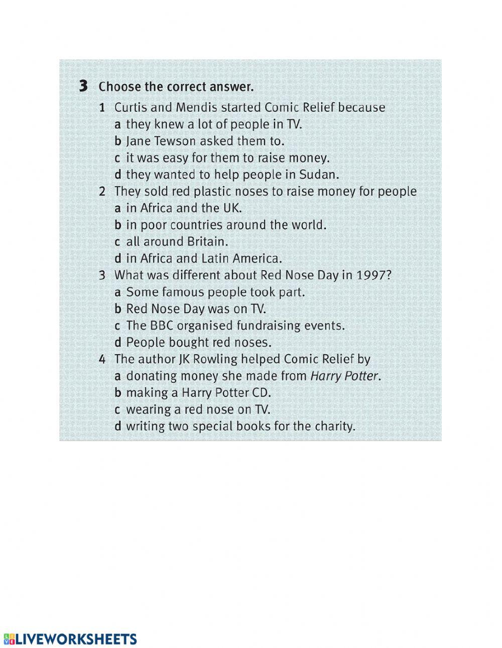 Questions - Red nose day