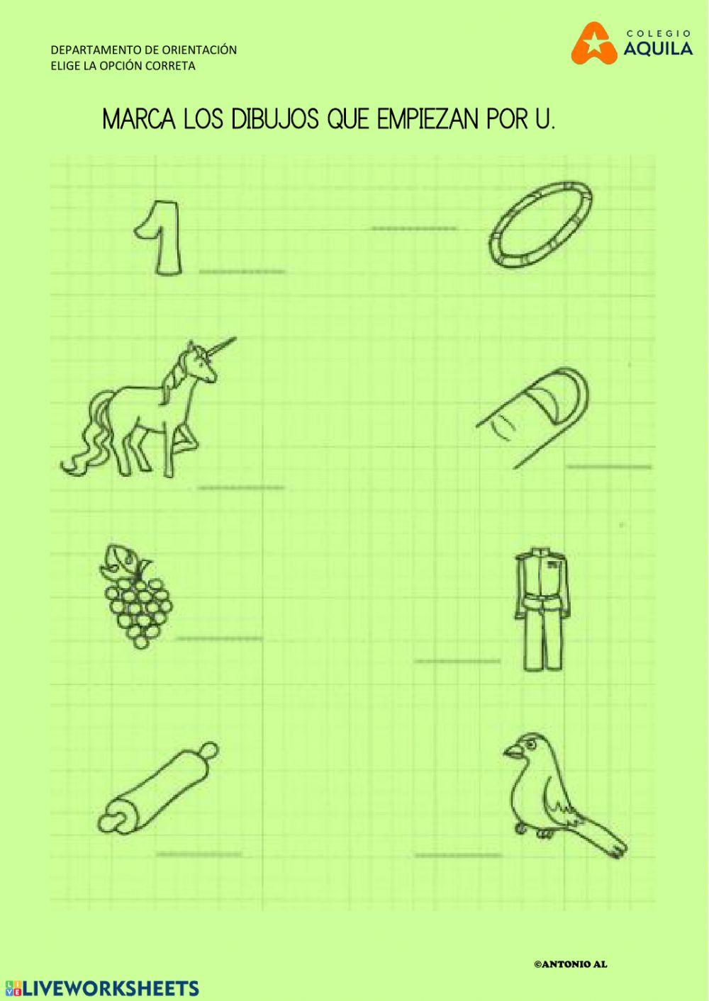 Pincha en los dibujos que empiecen por u