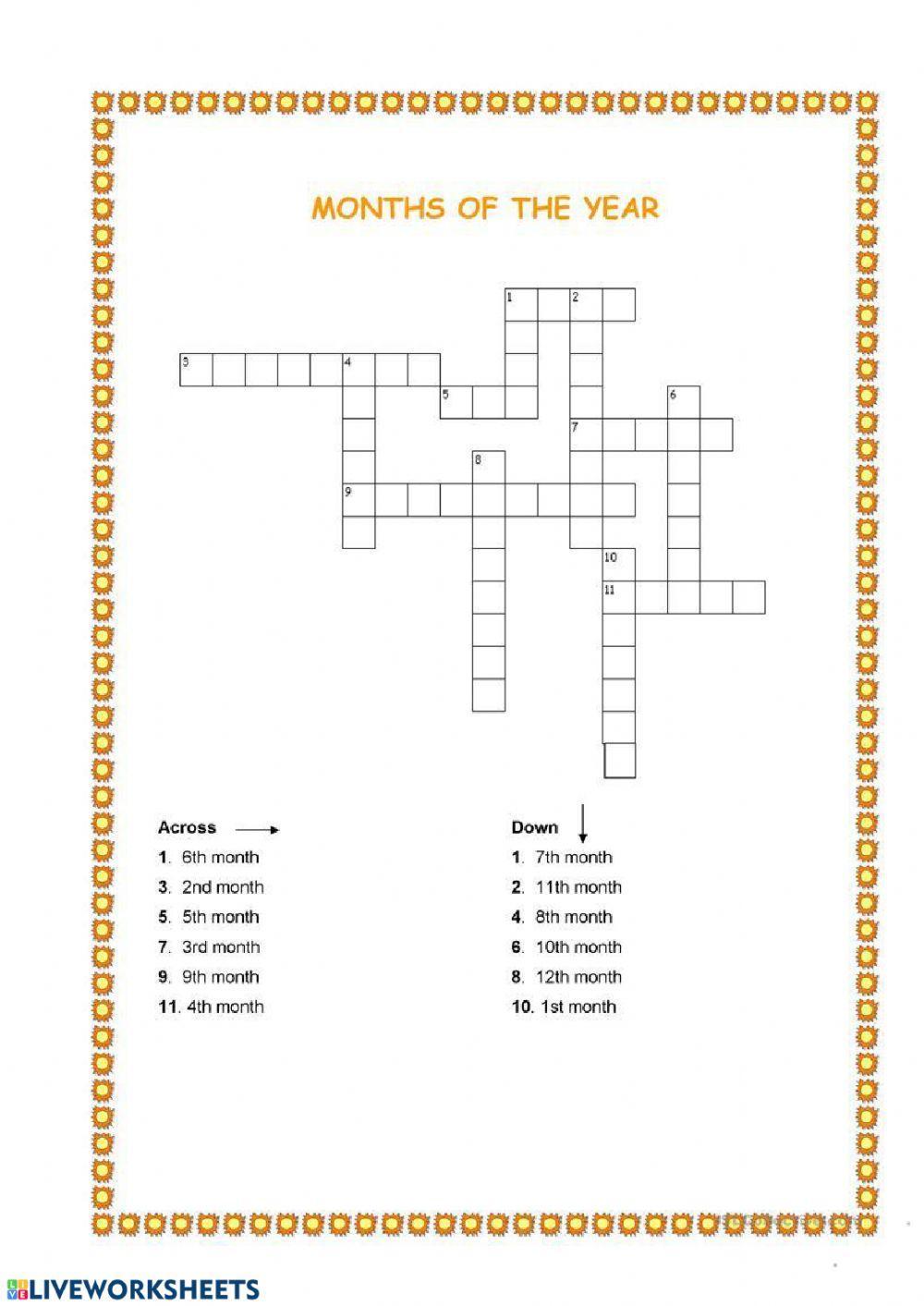 FORM 4 Months of the Year crossword