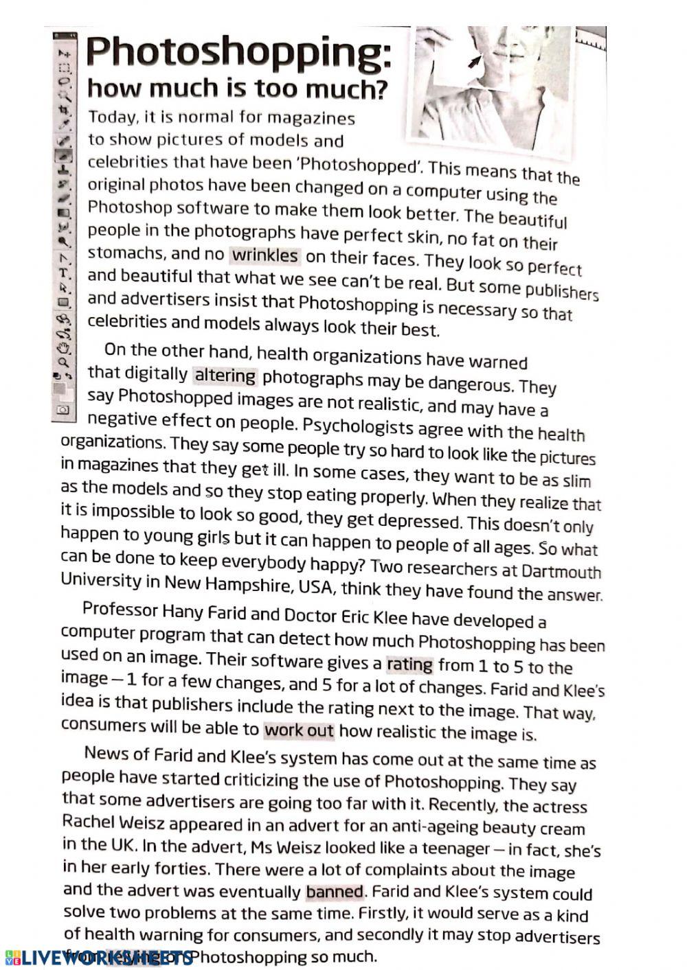 Reading: photoshopping