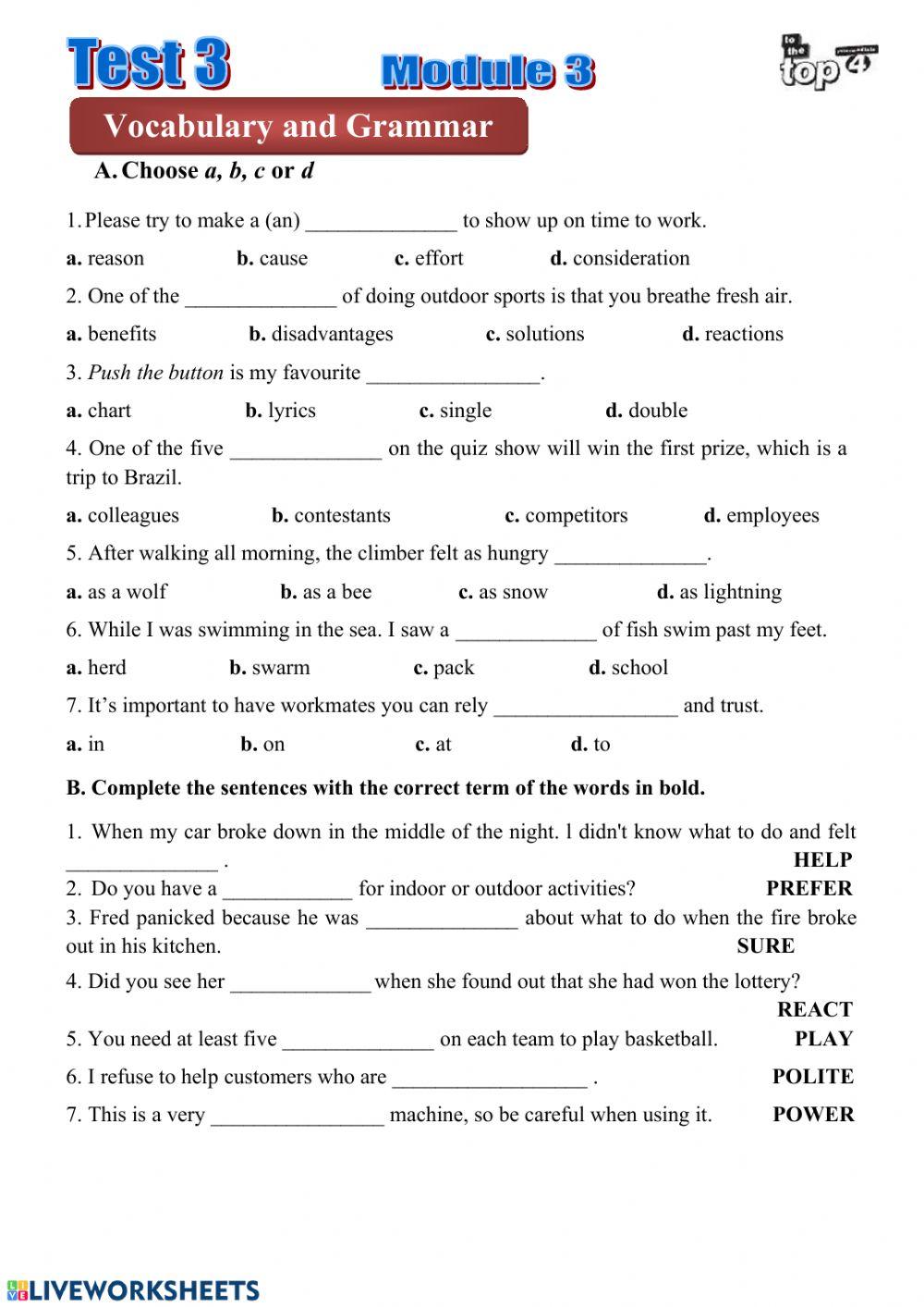 To the Top 4a Module 3 Test 3