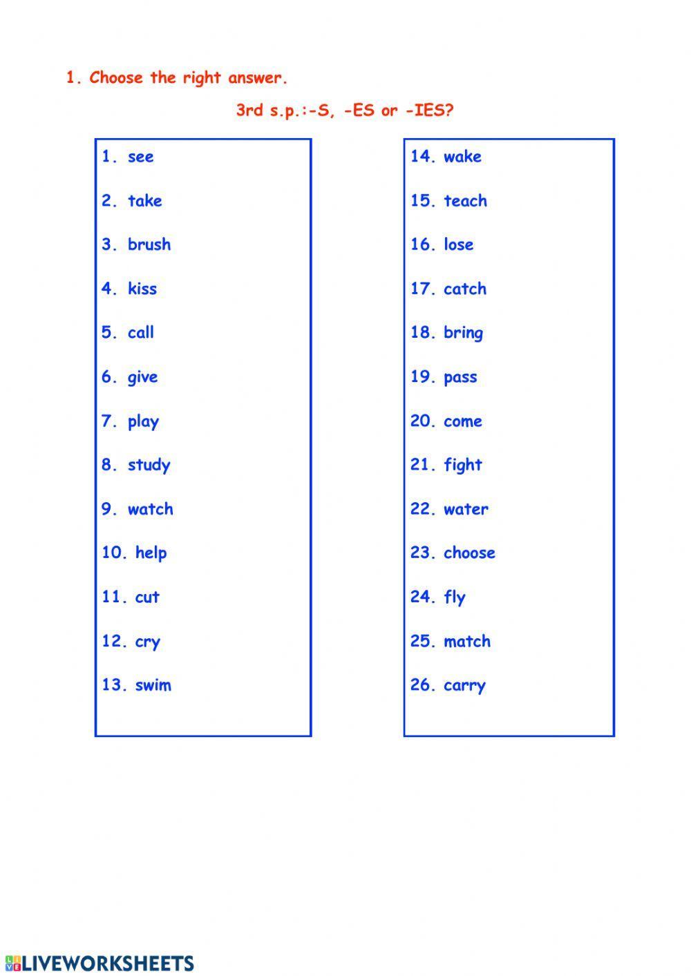 Present Simple Affirmative form