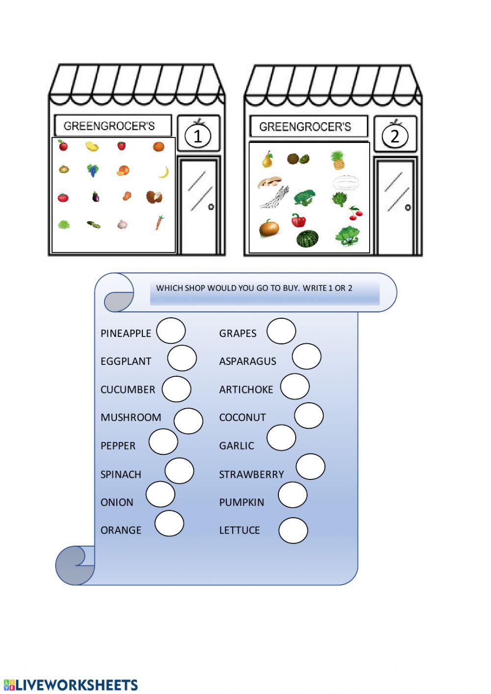 Fruits and vegetables