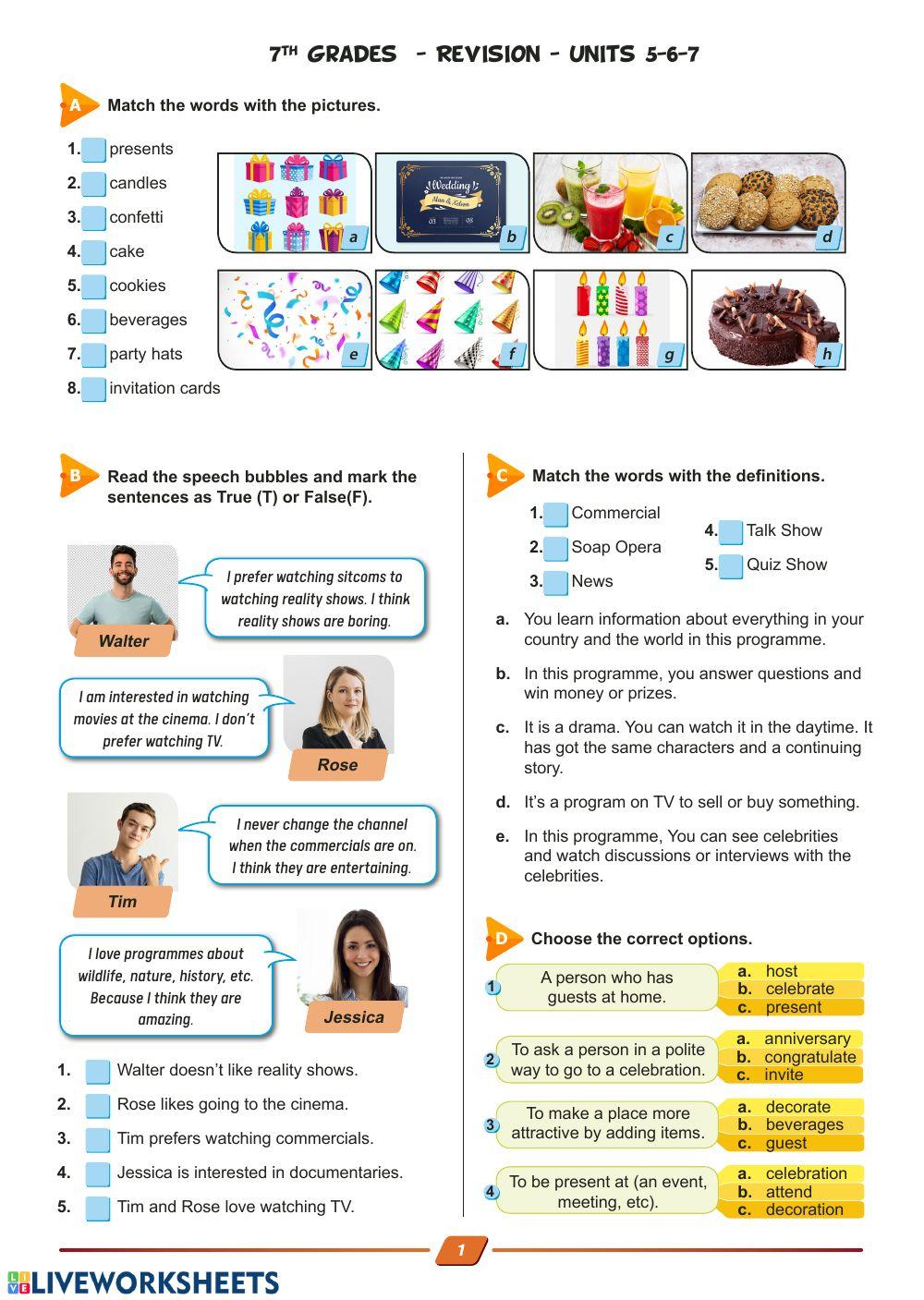 7. sınıf 5-6-7. ünite quiz