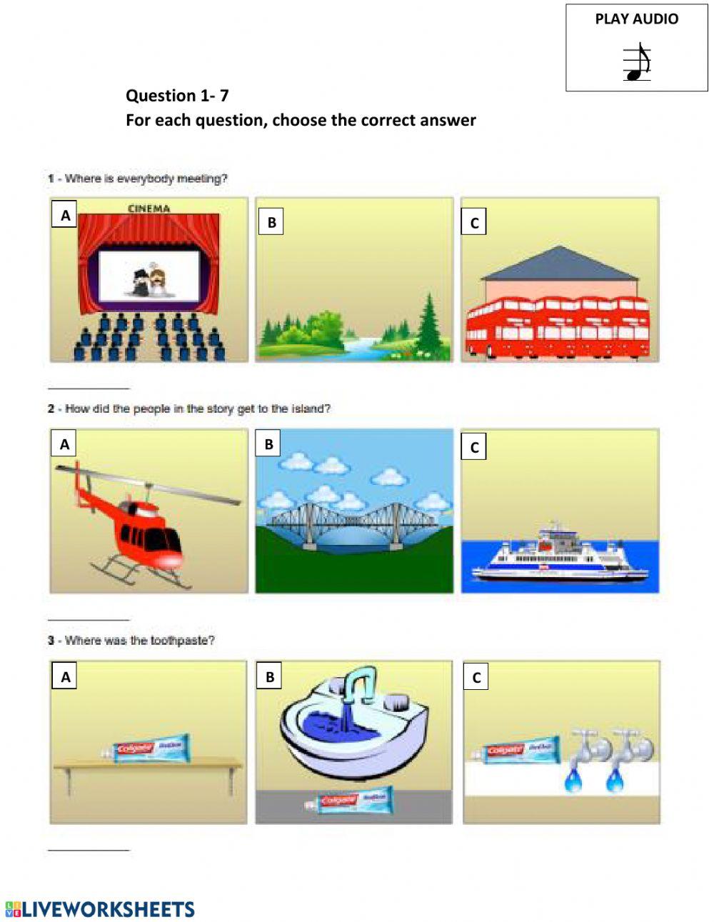 PET Listening Part 1.1