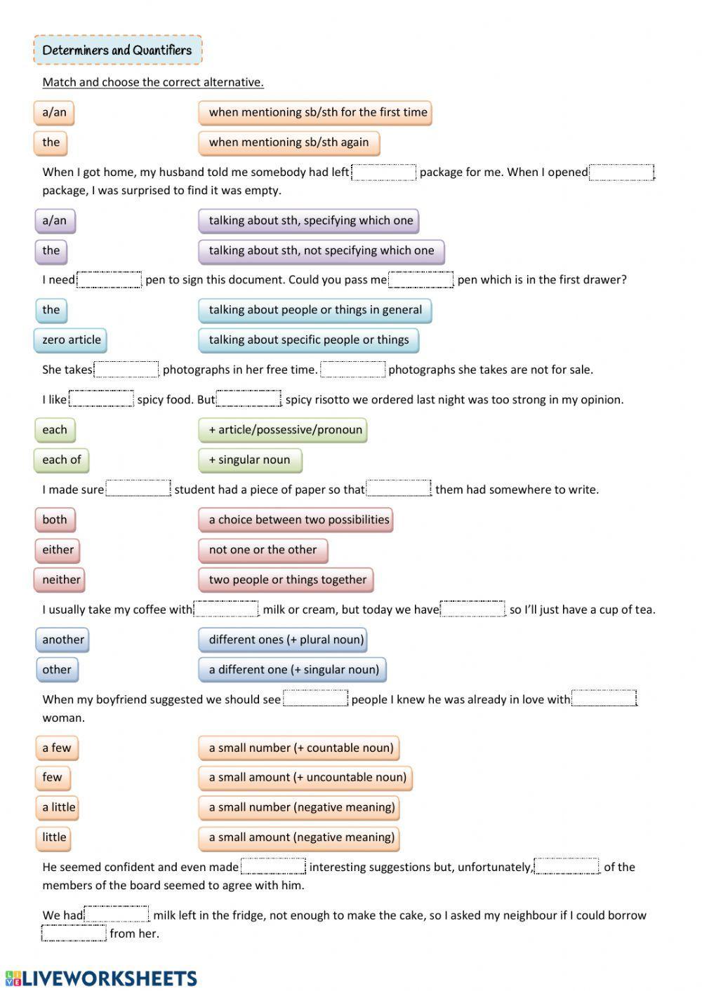 Determiners and Quantifiers