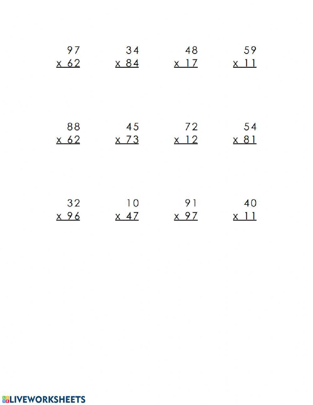 2 digit multiplication