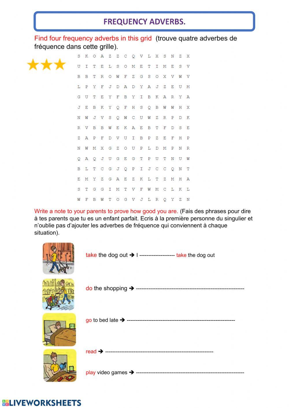 frenquency adverbs - stars