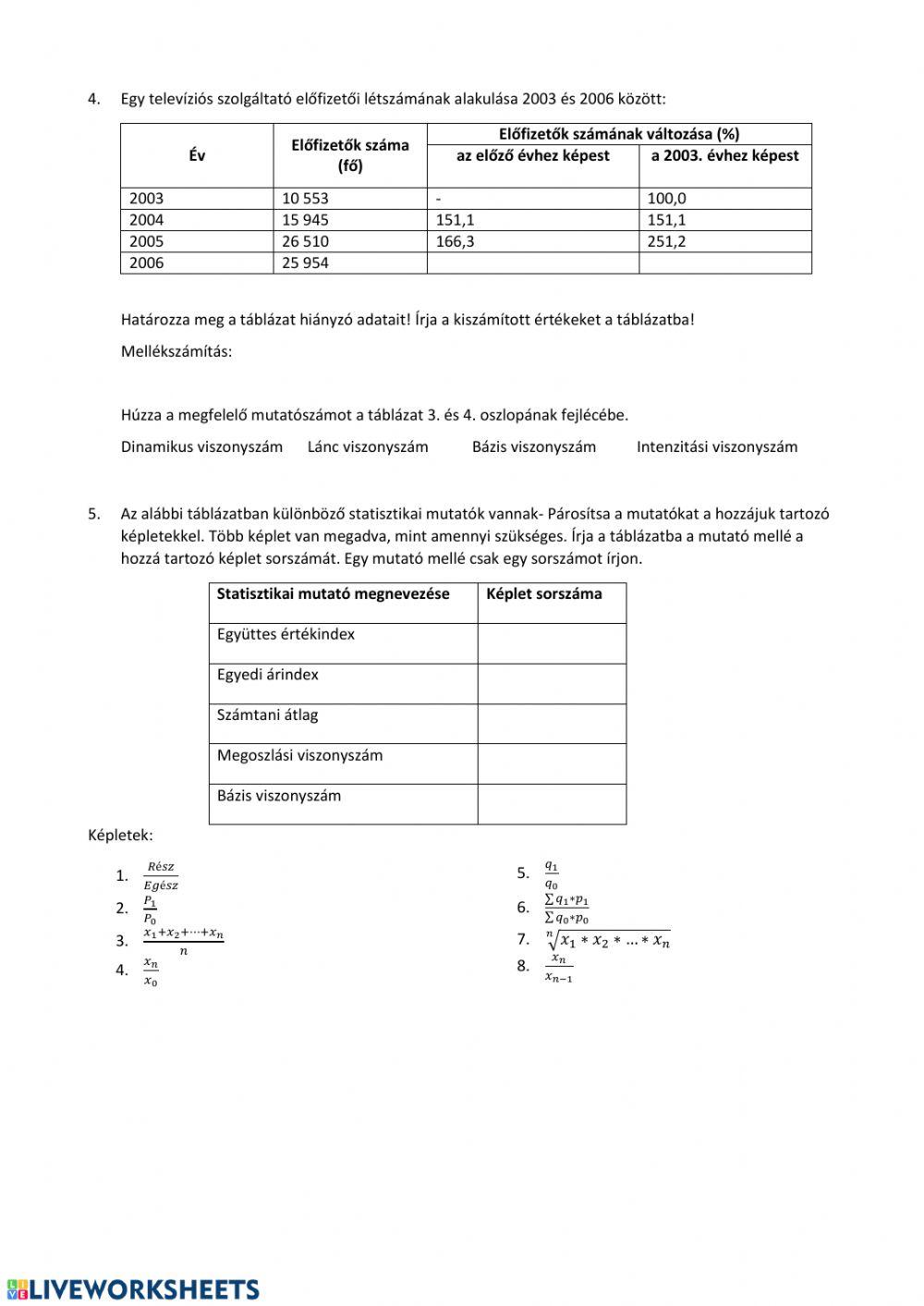 Statisztika feladatok