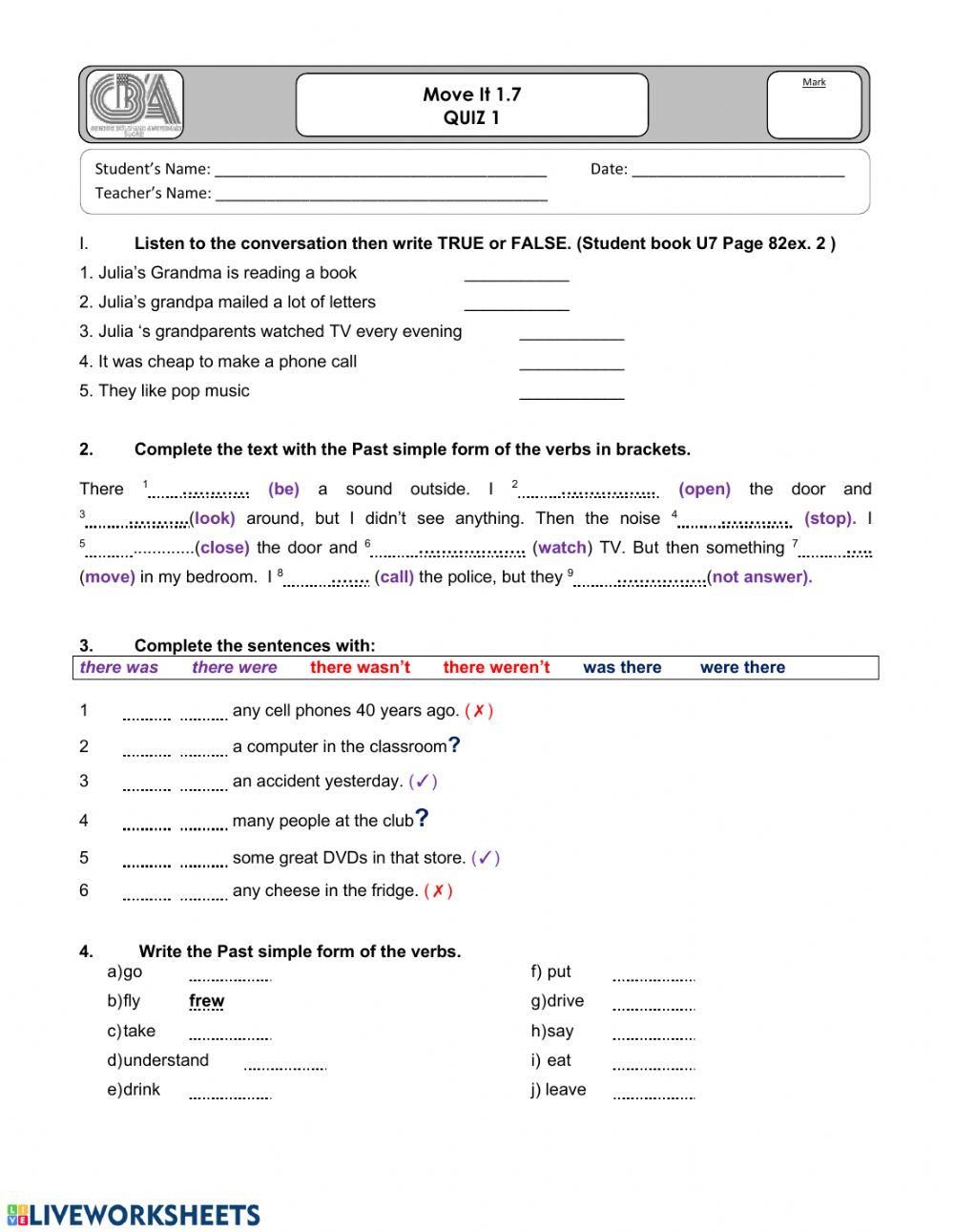 Quiz -1 Move it… | Free Interactive Worksheets | 5445687