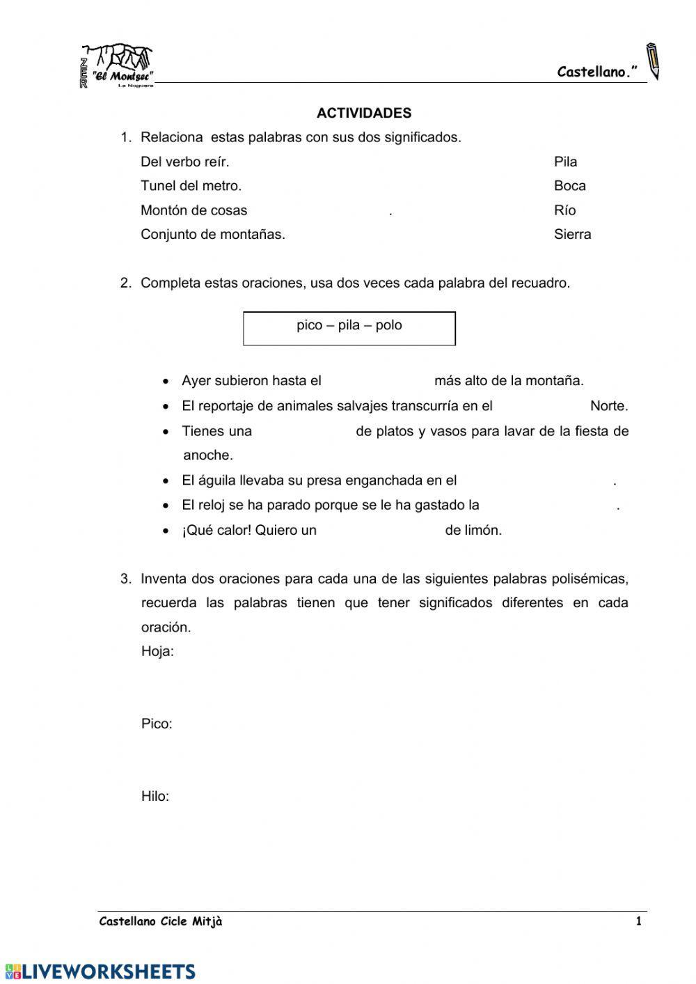 Palabras polisémicas Palabras polisémicas