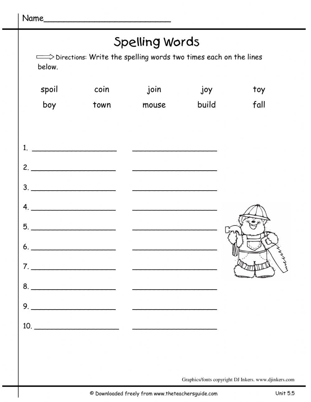 Write Spelling words 2x each oi oy 5445862 Tania Ochoa