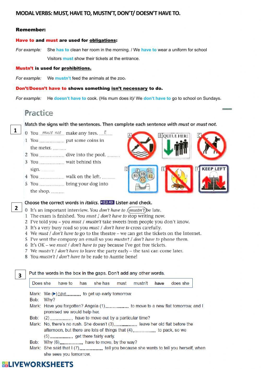 Modal Verbs. Must and have to