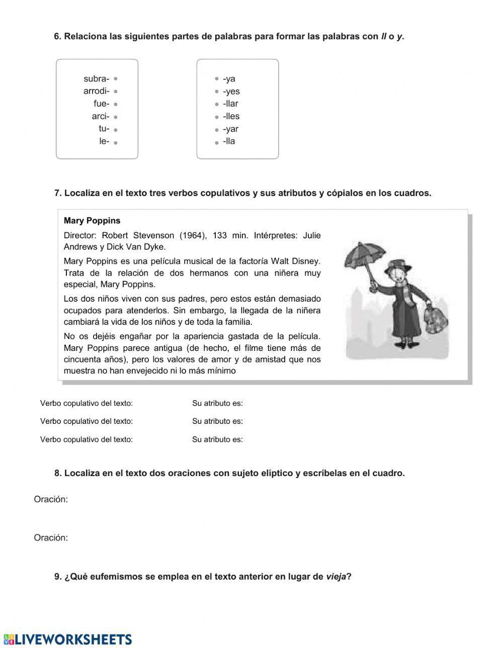 Evaluación lengua Tema 9