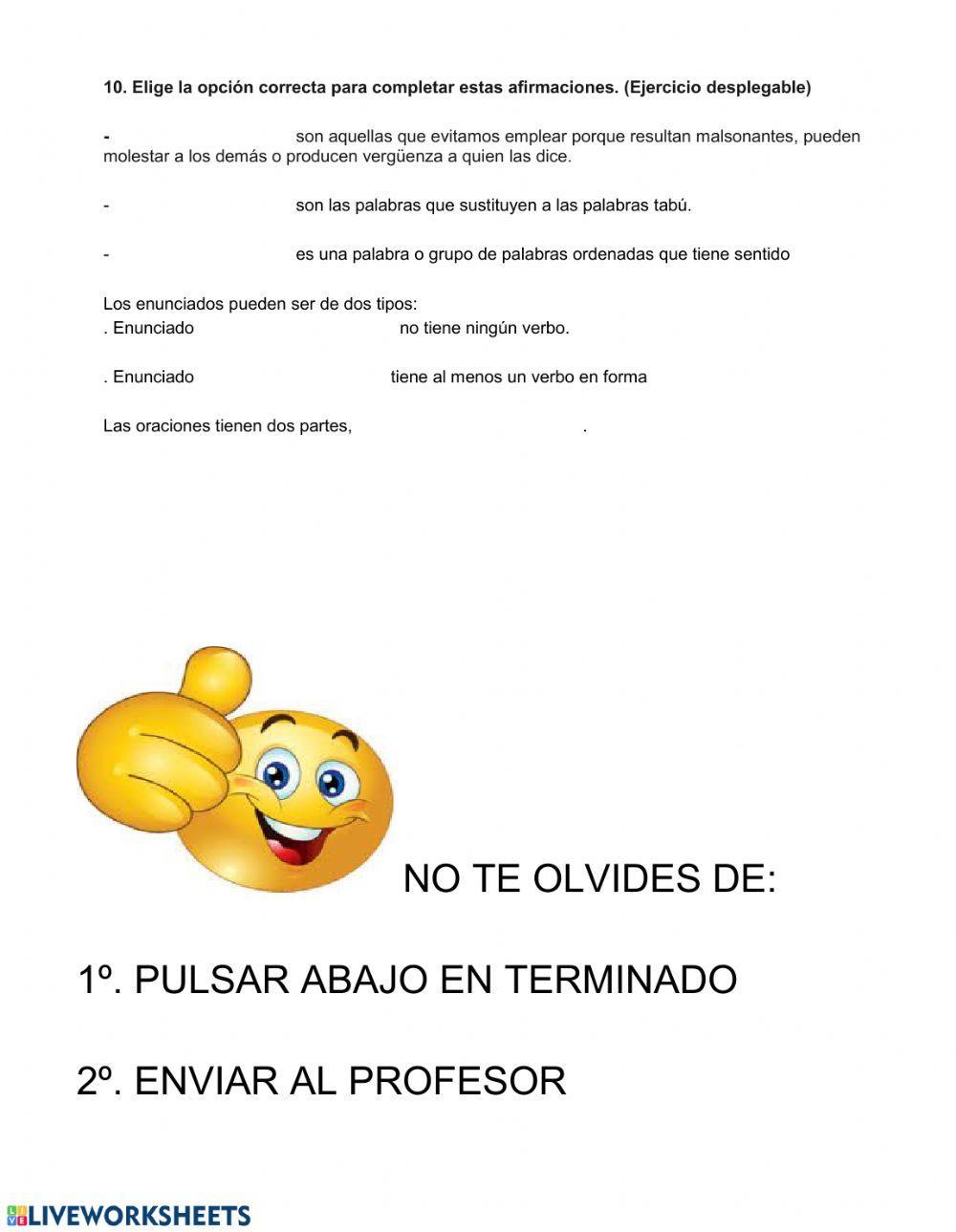 Evaluación lengua Tema 9