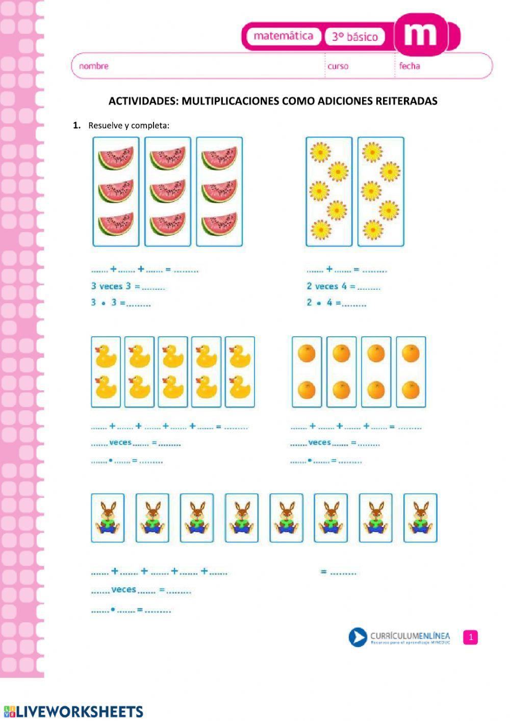 Mutiplicación como suma reiterada
