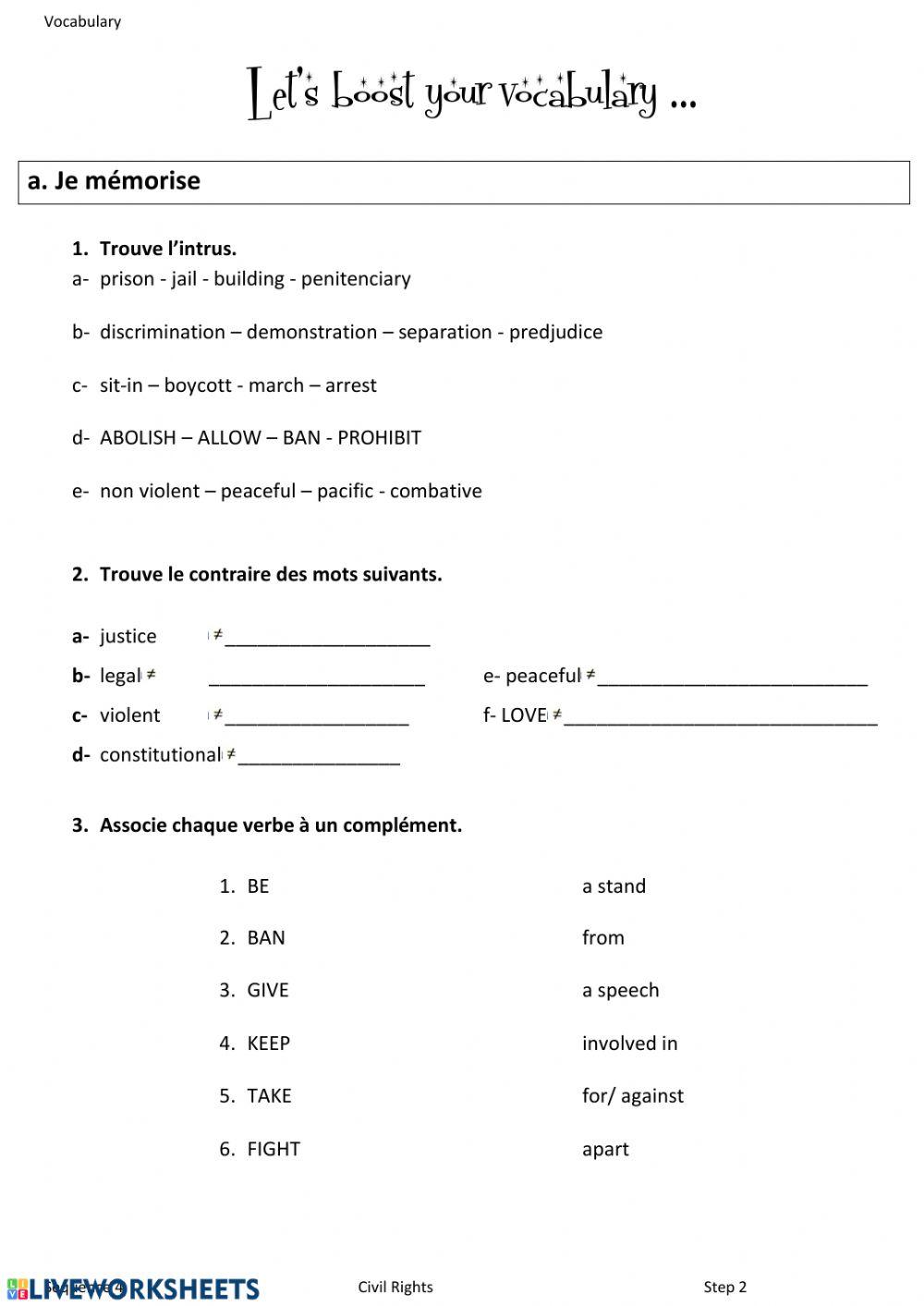 Vocabulary civil rights